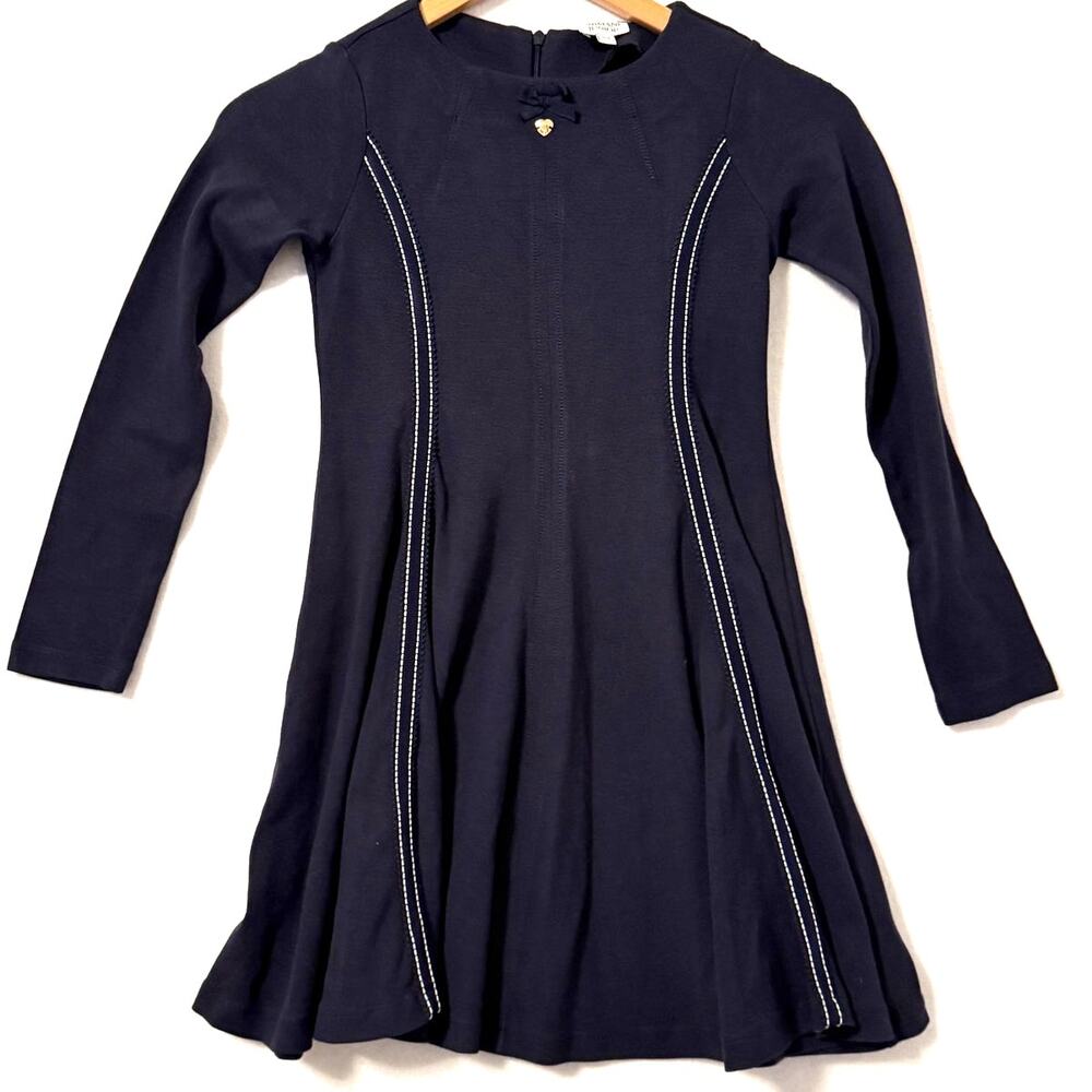 Armani Junior Dress Girls Size 10A Contrast Stitch Bow‎ Flare Preppy Kidcore